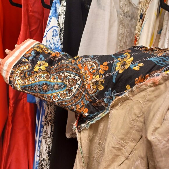 Whimsical Vintage 70s Patchwork Long Jacket XL - Picture 15 of 16